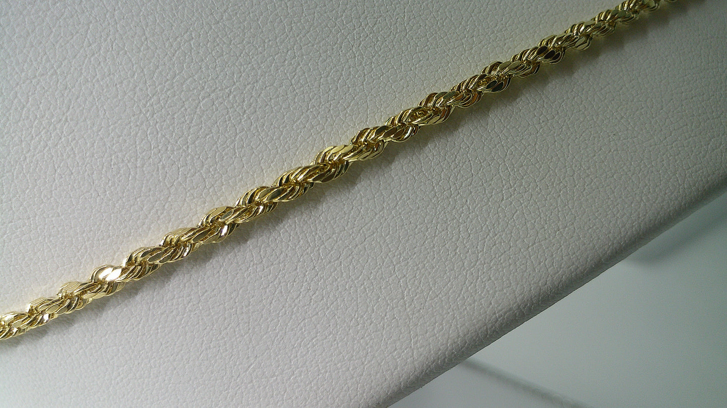 hollow rope chain | diamond cut | 14k gold | 3.00 mm width | 20 inches length