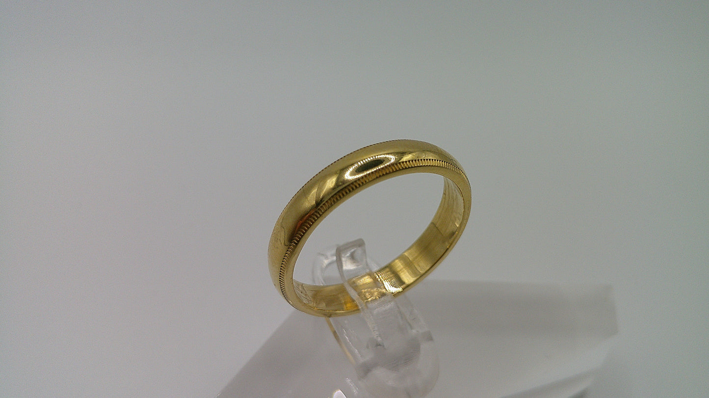 14k gold ring band | thin | carved milgrain | size 8