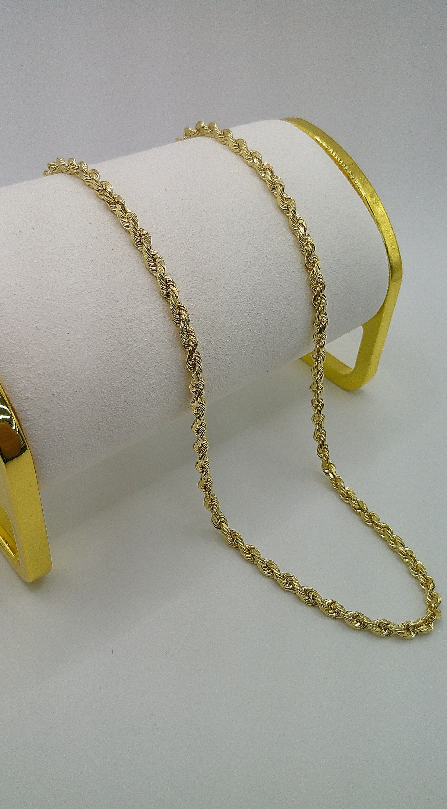 hollow rope chain | diamond cut | 14k gold | 3.00 mm width | 22 inches length