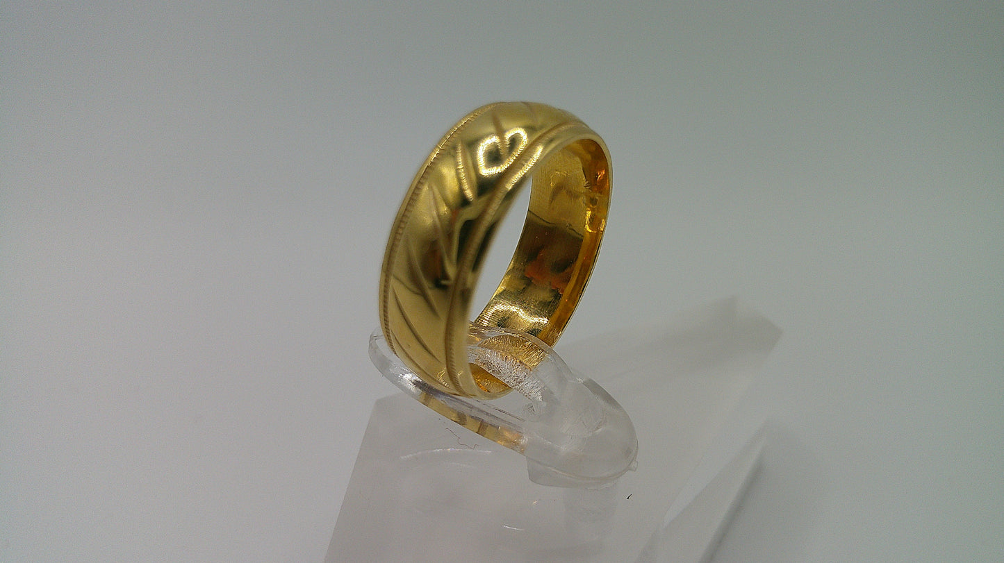 14k gold ring band | fancy carved milgrain | size 5