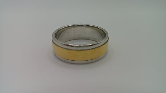 14k gold ring band | two-toned | basic carved | size 8.75