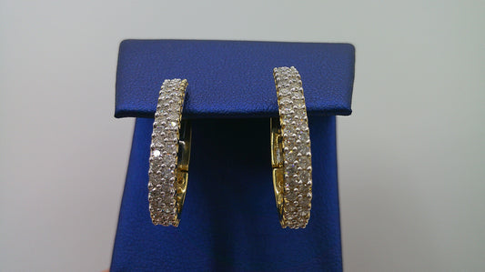 14k yellow gold diamond huggie earrings | 1.47 carat