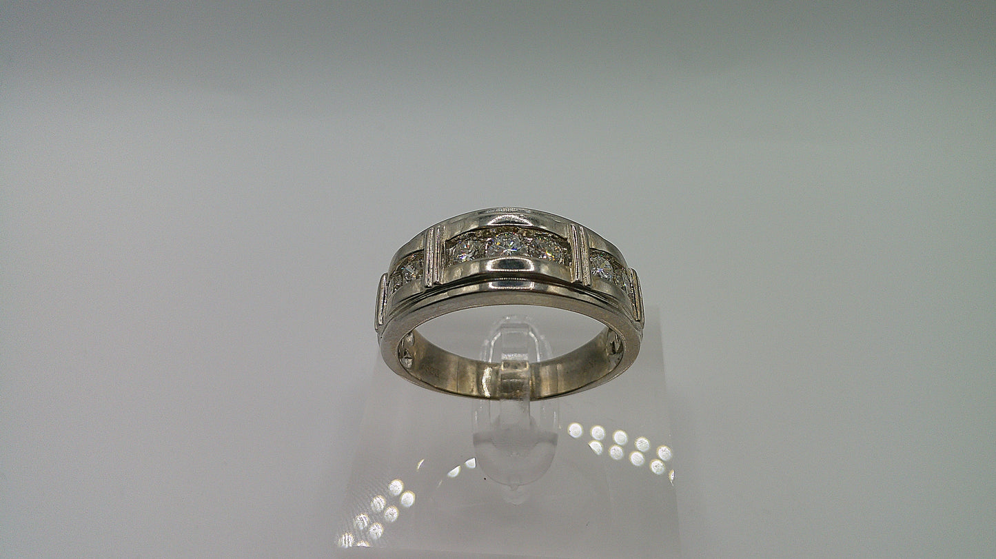 14k gold diamond ring | white gold | 7 diamonds | .75 ct