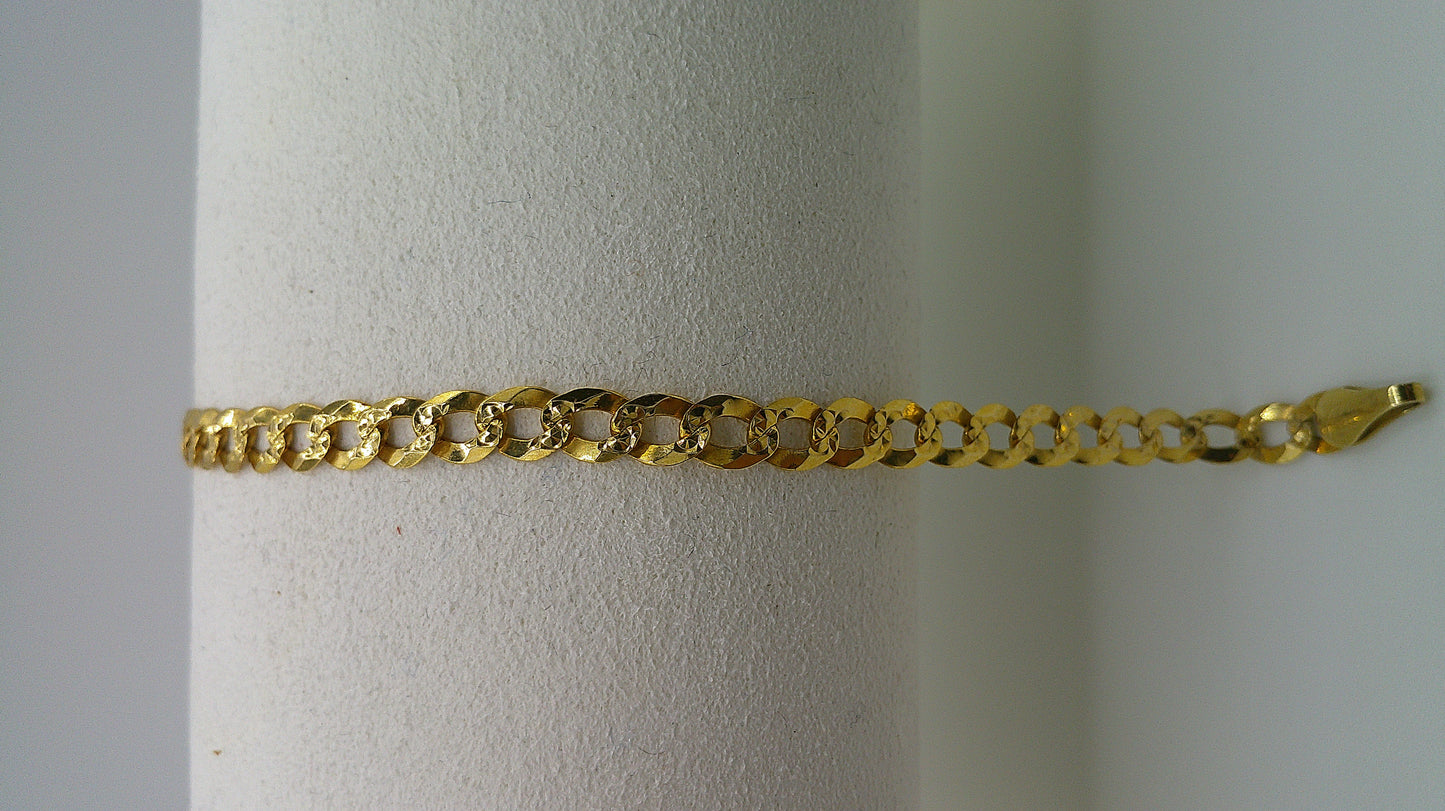 14k yellow gold flat Cuban link bracelet | 7 inches