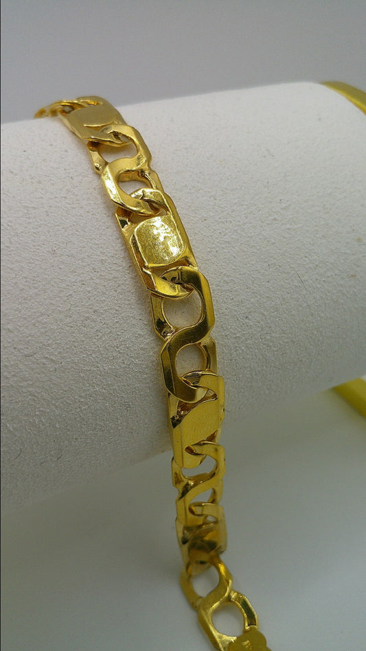 14k gold hand polished link bracelet | 8mm | 7.25 inches