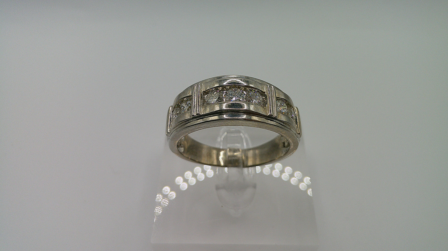 14k gold diamond ring | white gold | 7 diamonds | .75 ct
