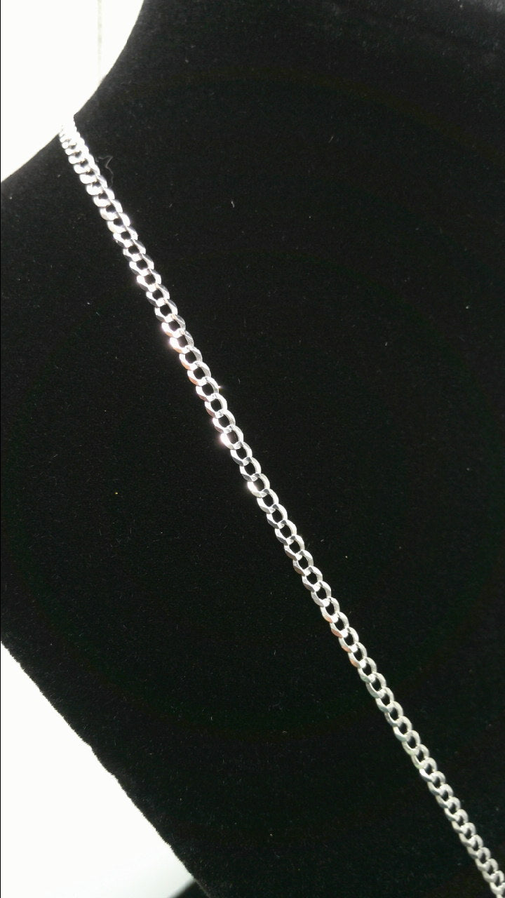 14k white gold Cuban link chain | 2mm | 16 inches length