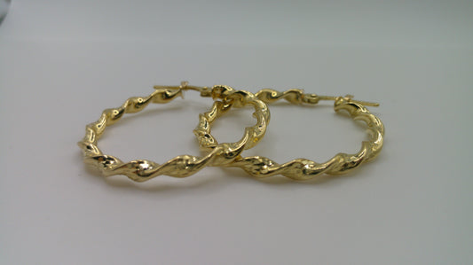 14k yellow gold twist hoop | 1 inch wide