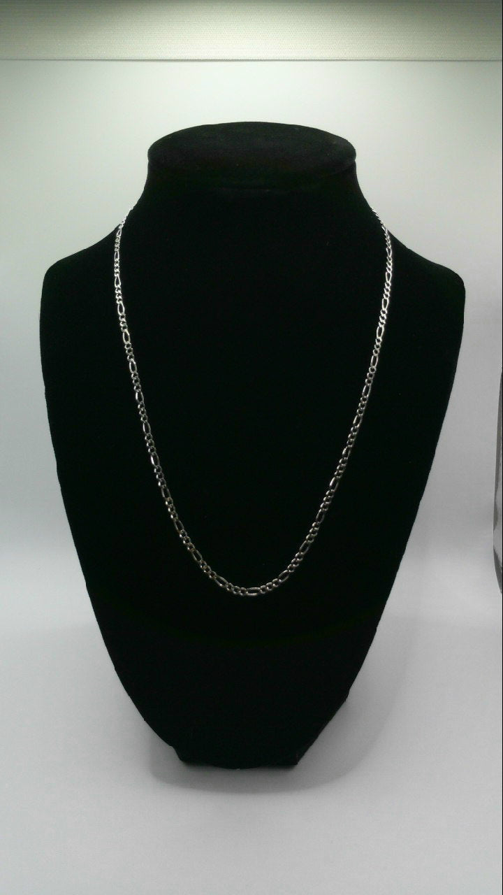 14k white gold figaro and Cuban link combination chain
