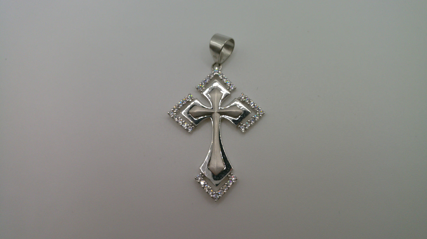14k white gold cross pendant | crucifix | 3.8g