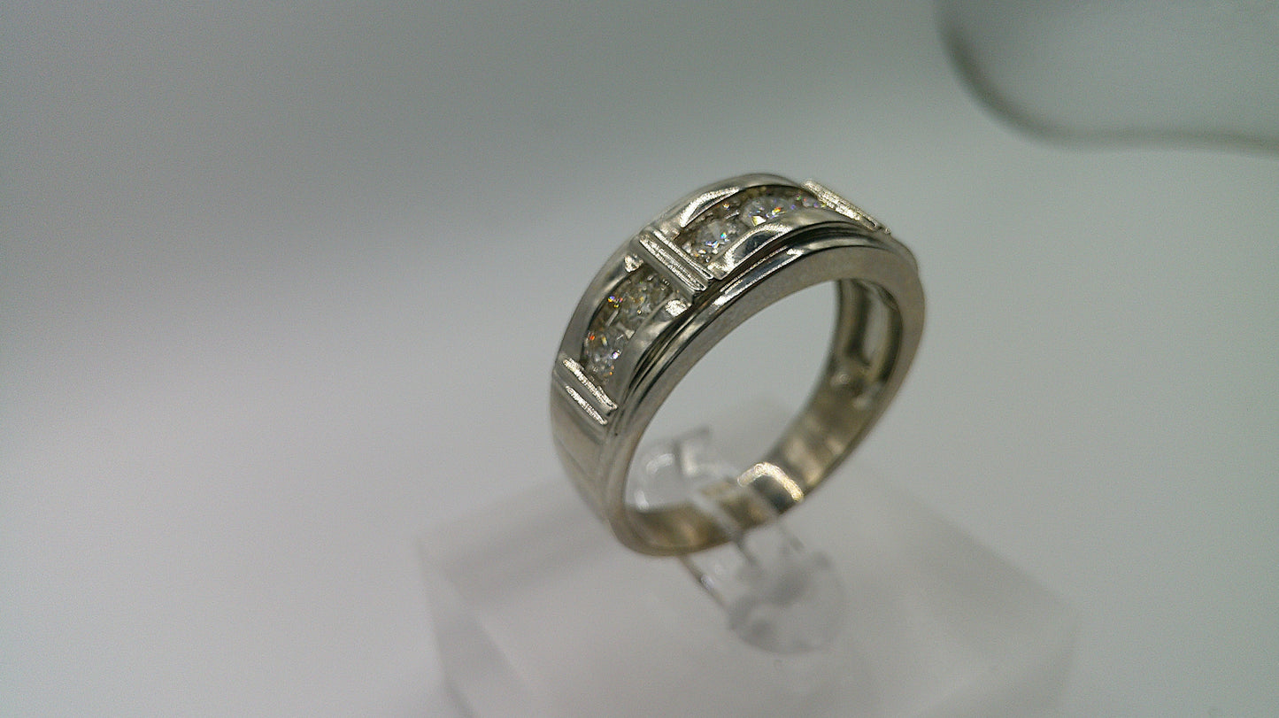 14k gold diamond ring | white gold | 7 diamonds | .75 ct