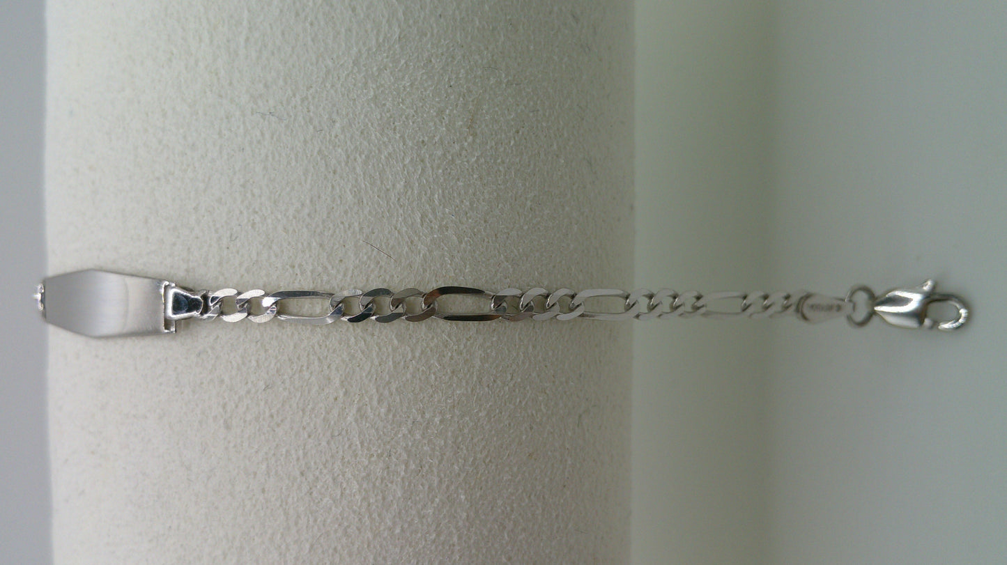 14k white gold baby bracelet | ID bracelet | Figaro link bracelet
