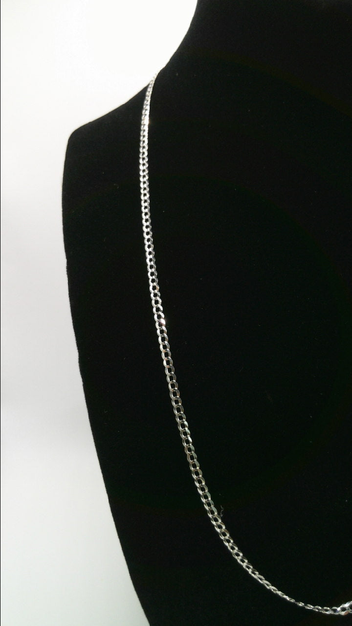 14k white gold Cuban link chain | 2mm | 16 inches length