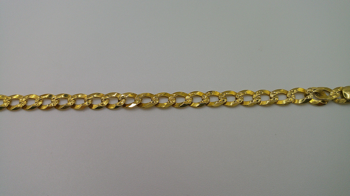 14k yellow gold flat Cuban link bracelet | 7 inches