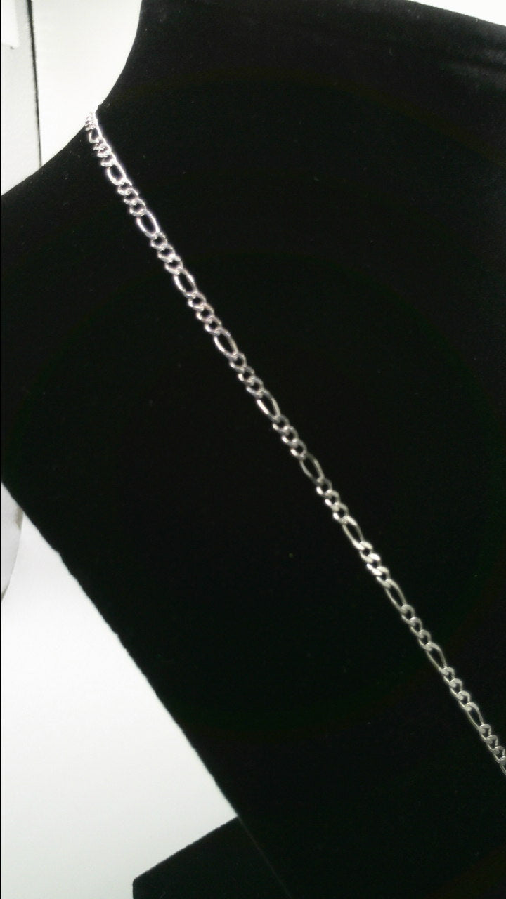 14k white gold figaro and Cuban link combination chain