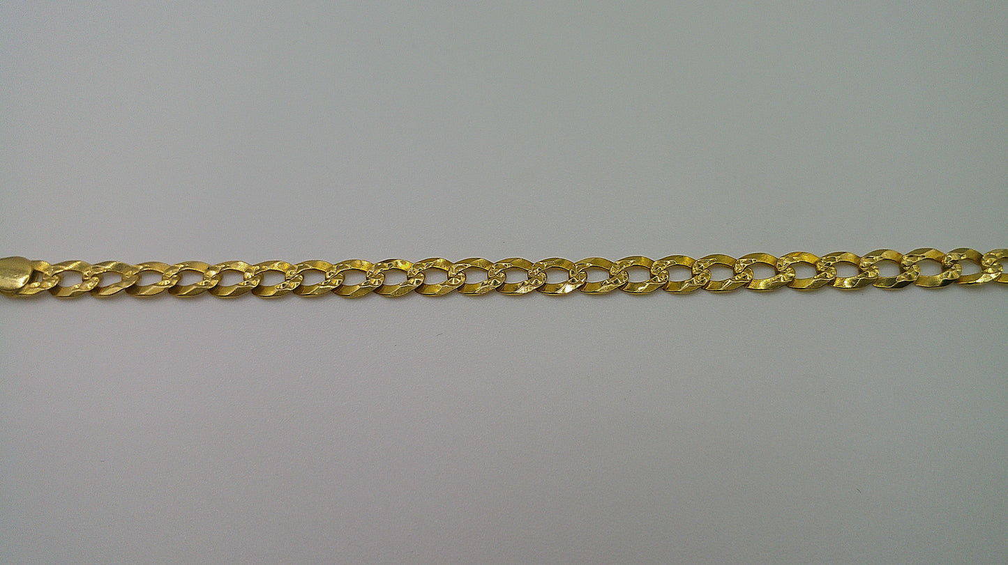 14k yellow gold flat Cuban link bracelet | 7 inches