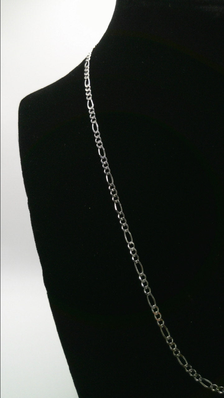 14k white gold figaro and Cuban link combination chain