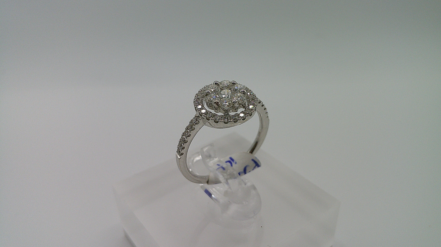 18k gold diamond ring | white gold | 1ct | size 6.5 | flower design with halo
