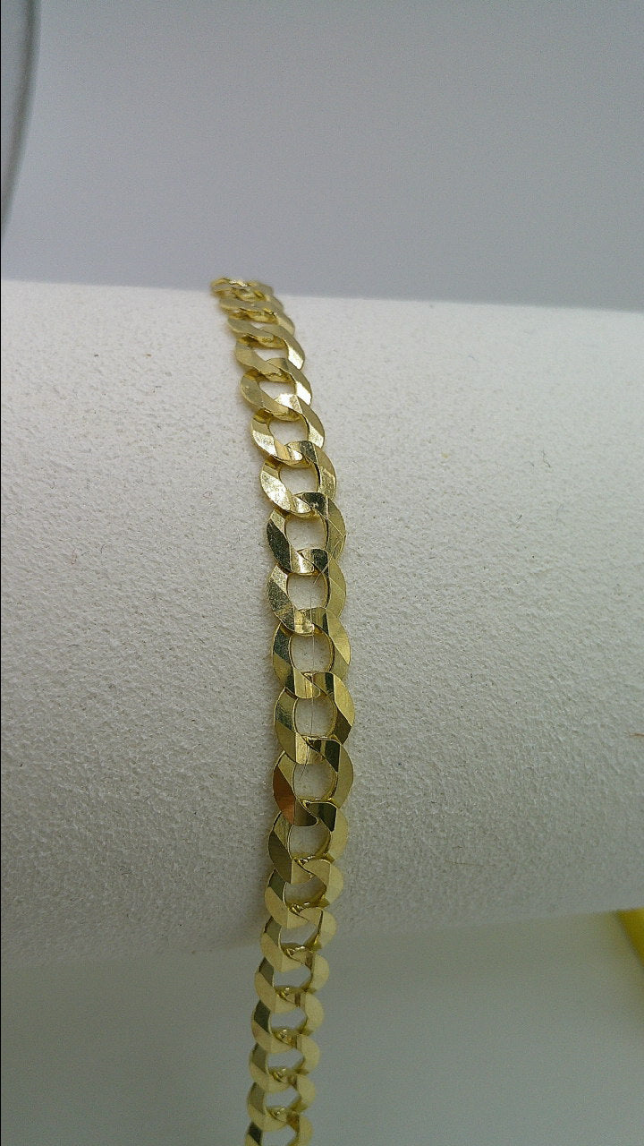 14k gold flat Cuban link bracelet | 8 inches