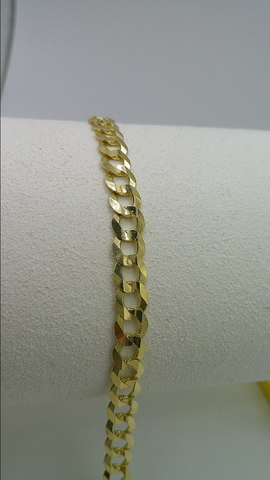 14k gold flat Cuban link bracelet | 8 inches