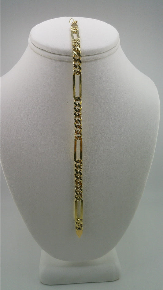 18k Italian gold link bracelet | Cuban link with paperclip style | 8 inches