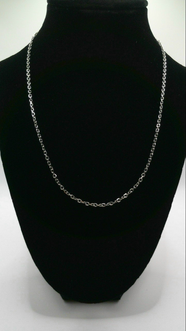 14k white gold open link chain