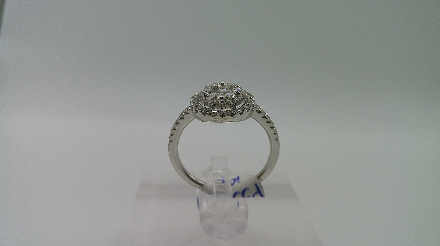 18k gold diamond ring | white gold | 1ct | size 6.5 | flower design with halo