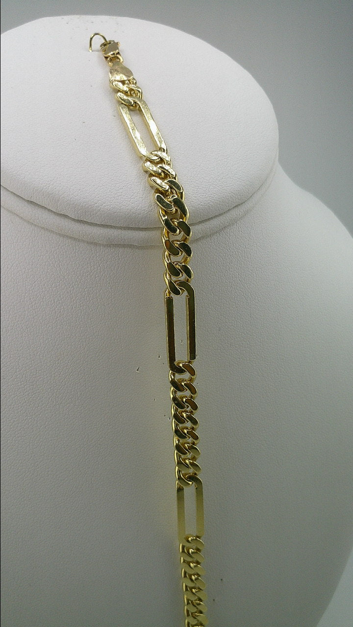 18k Italian gold link bracelet | Cuban link with paperclip style | 8 inches