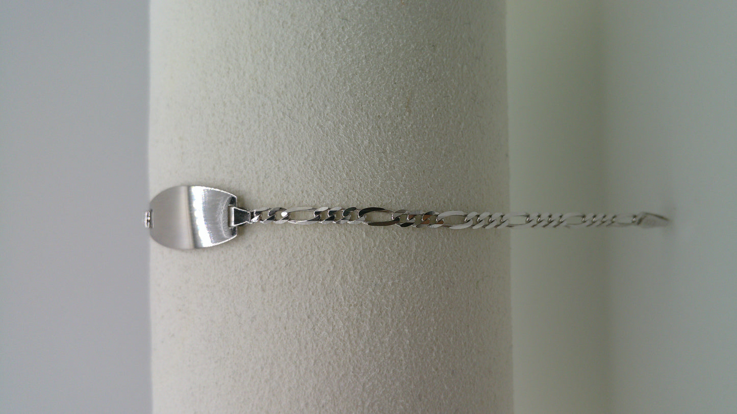 14k white gold baby bracelet | ID bracelet | Figaro link bracelet