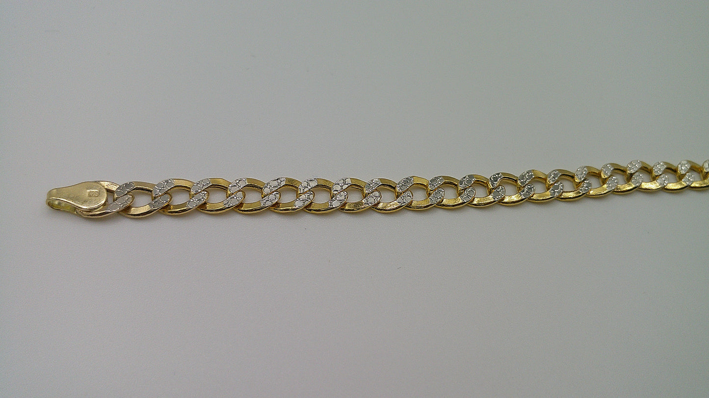14k yellow gold flat Pave Cuban link bracelet | 7 inches