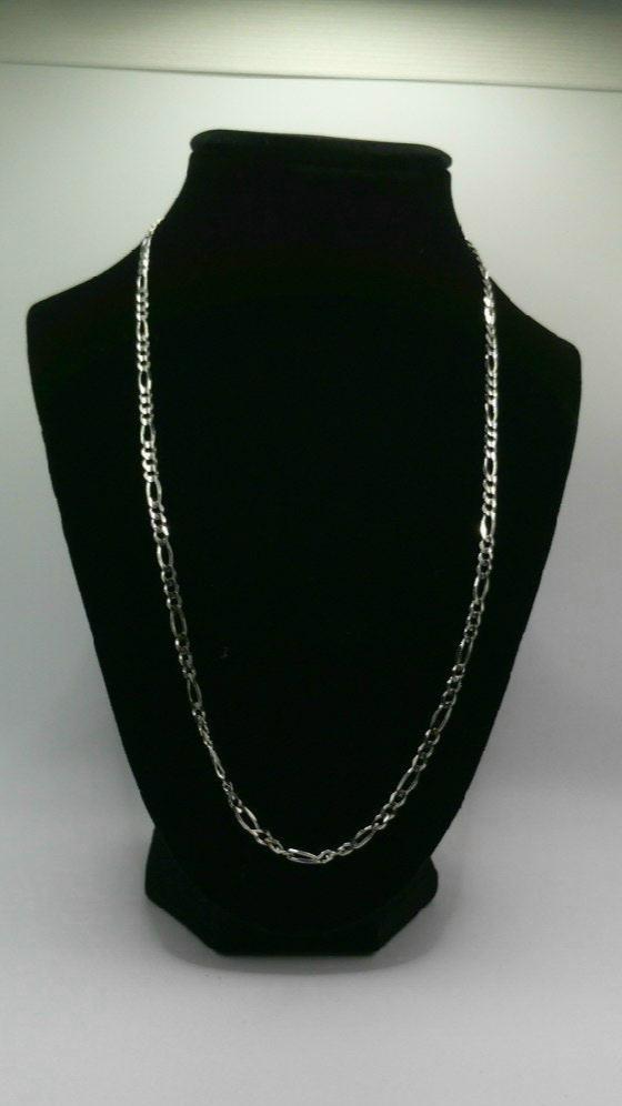 14k white gold figaro and Cuban link combination chain
