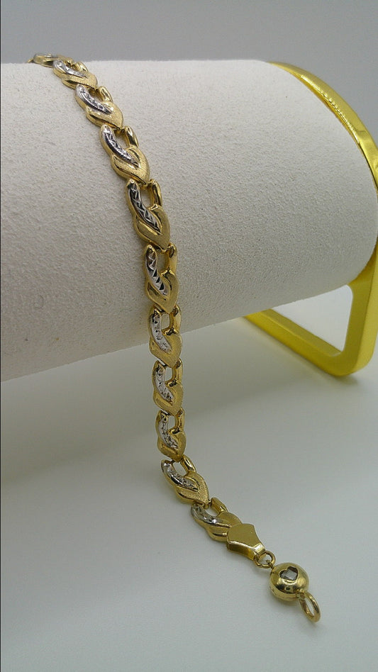 14k two-toned link braid bracelet | yellow gold, white gold | 7.25 inches