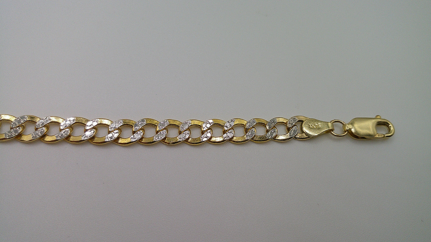 14k yellow gold flat Pave Cuban link bracelet | 7 inches
