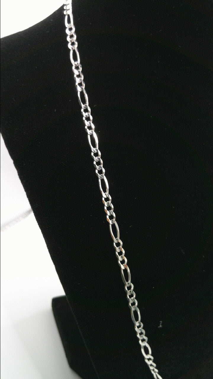14k white gold figaro and Cuban link combination chain