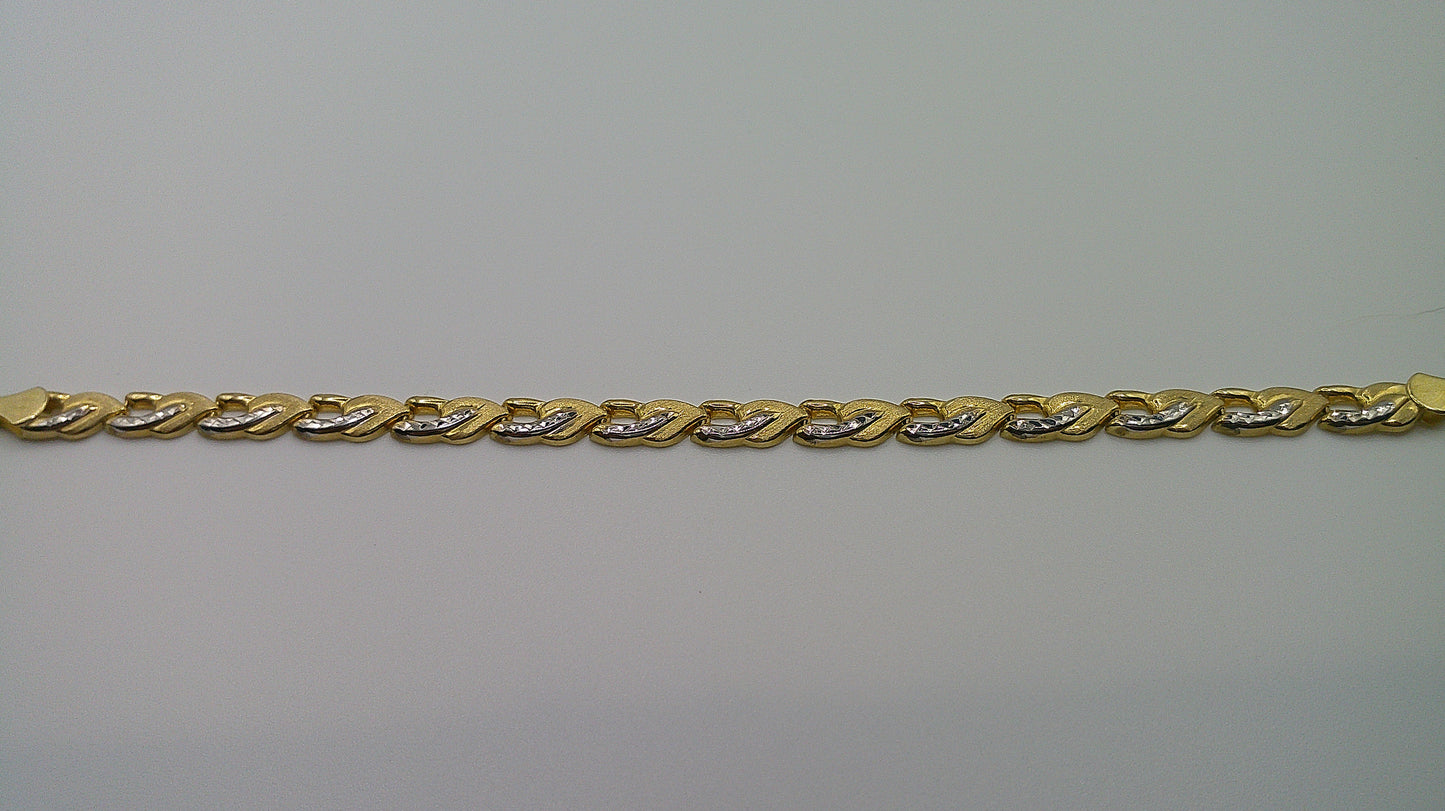 14k two-toned link braid bracelet | yellow gold, white gold | 7.25 inches