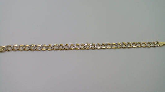 14k yellow gold flat Pave Cuban link bracelet | 7 inches