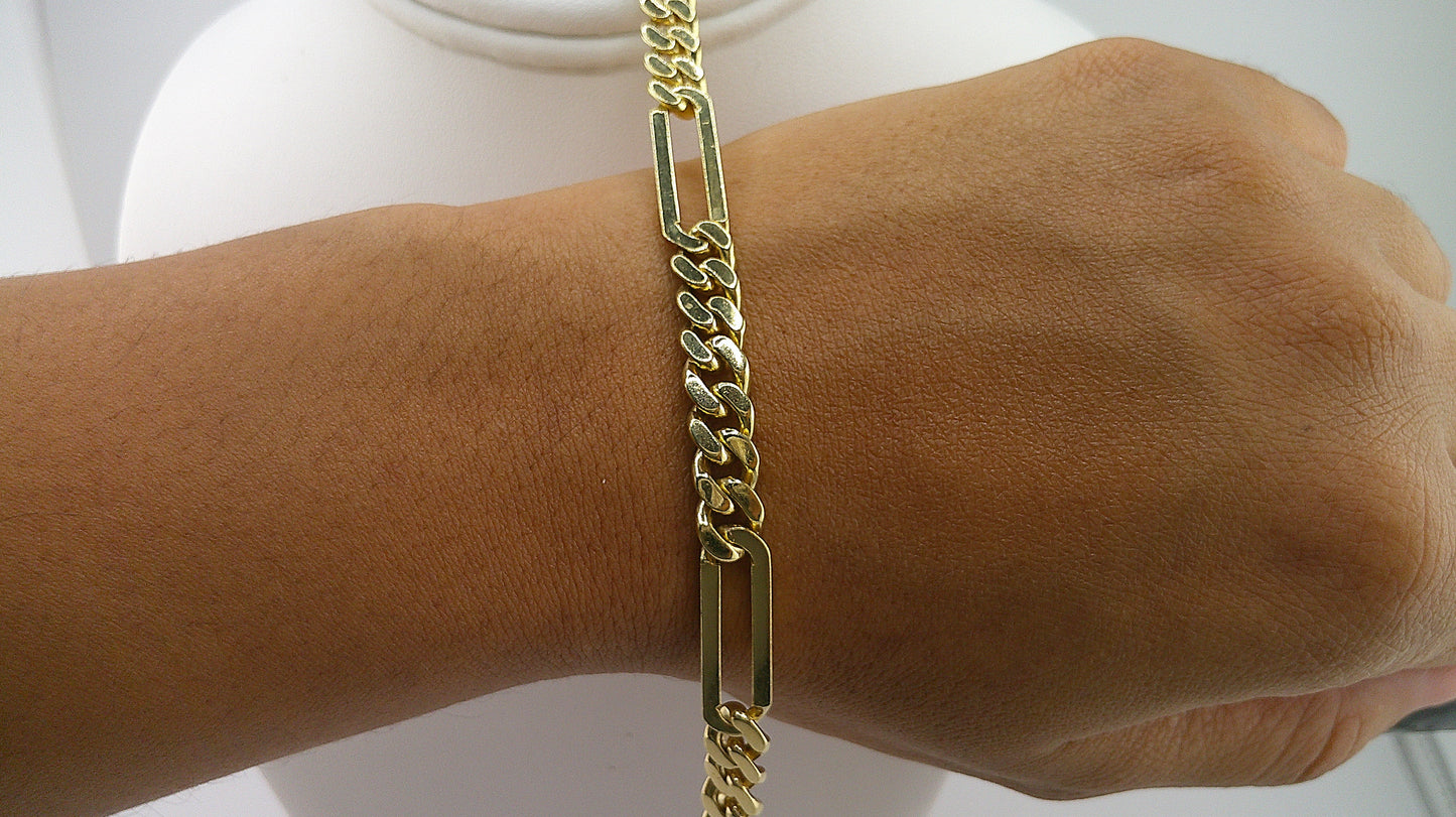 18k Italian gold link bracelet | Cuban link with paperclip style | 8 inches