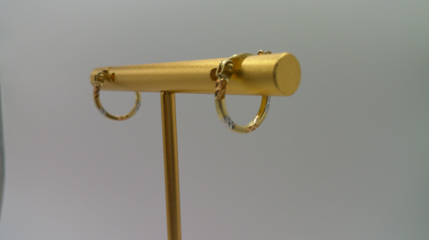 14k tri-color gold | diamond cut hoop | 0.25 inch wide