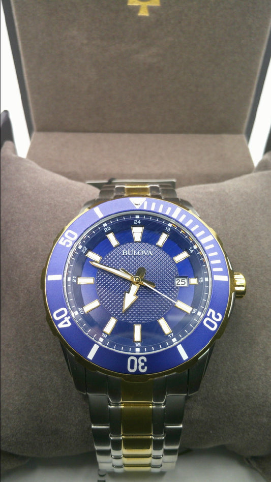Bulova Watch | Blue face | Two-toned Stainless steel band