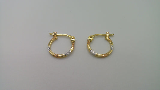14k tri-color gold | diamond cut hoop | 0.25 inch wide