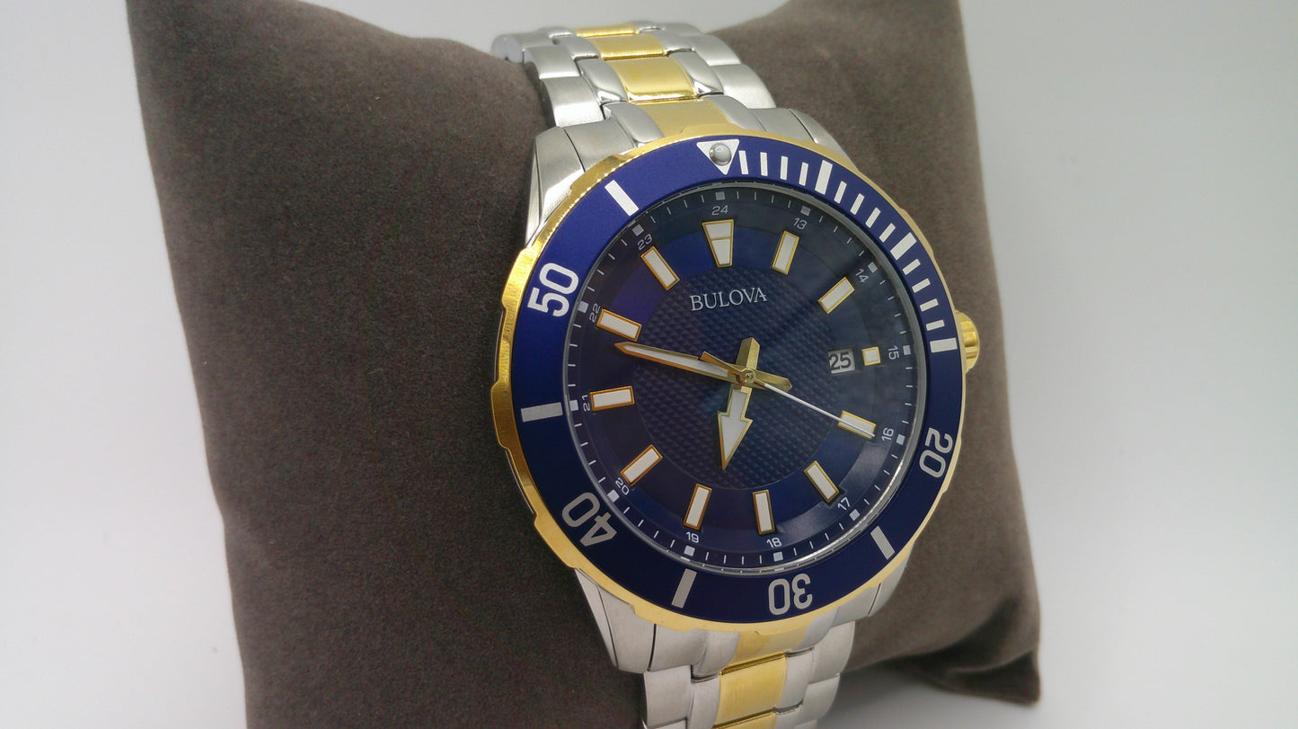 Bulova Watch | Blue face | Two-toned Stainless steel band