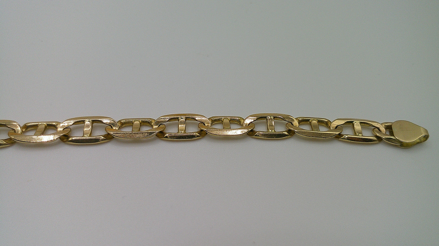 14k yellow gold flat anchor Cuban link bracelet | 7.25 inches