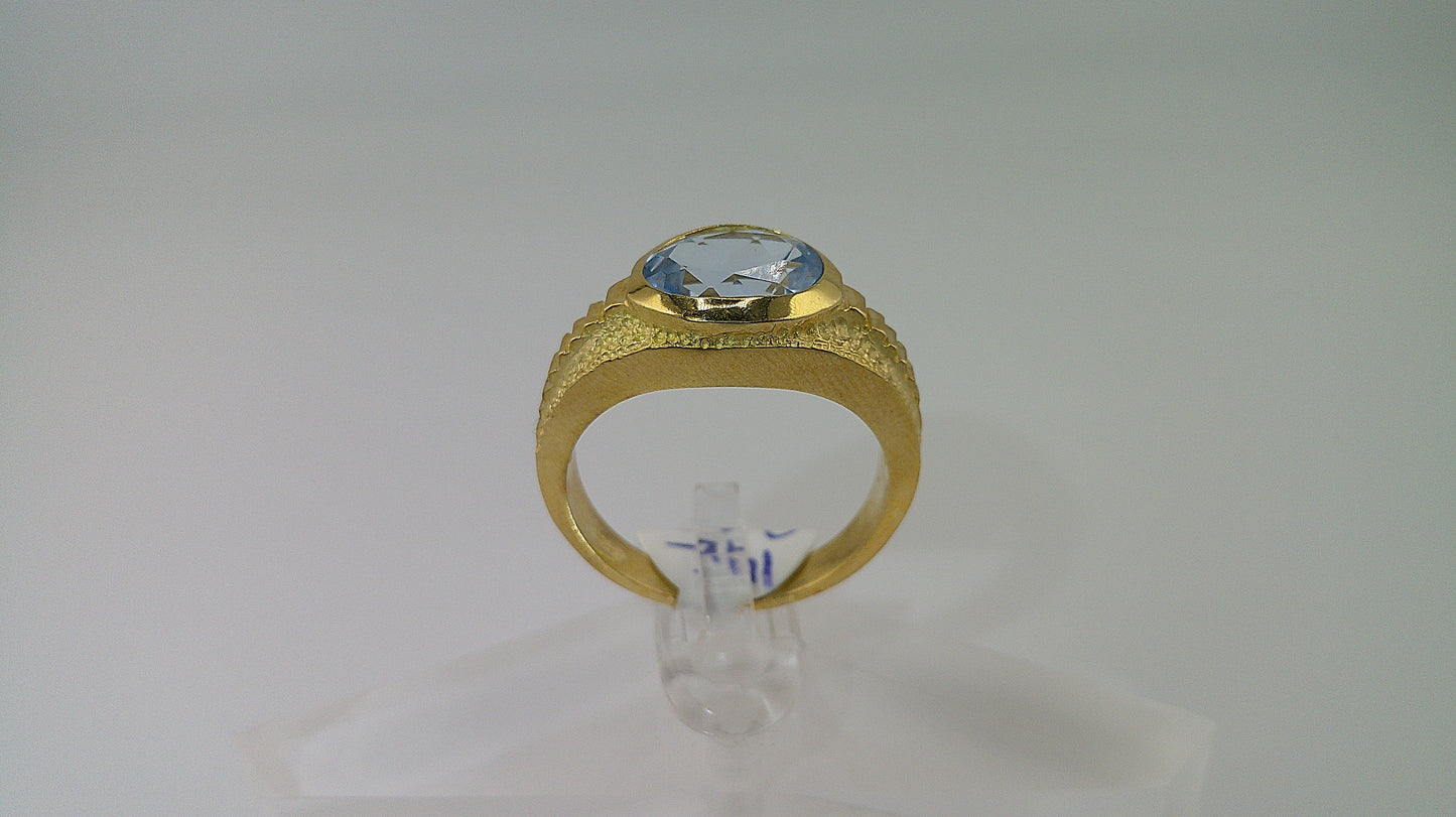14k yellow ring | aquamarine stone | size 9.5