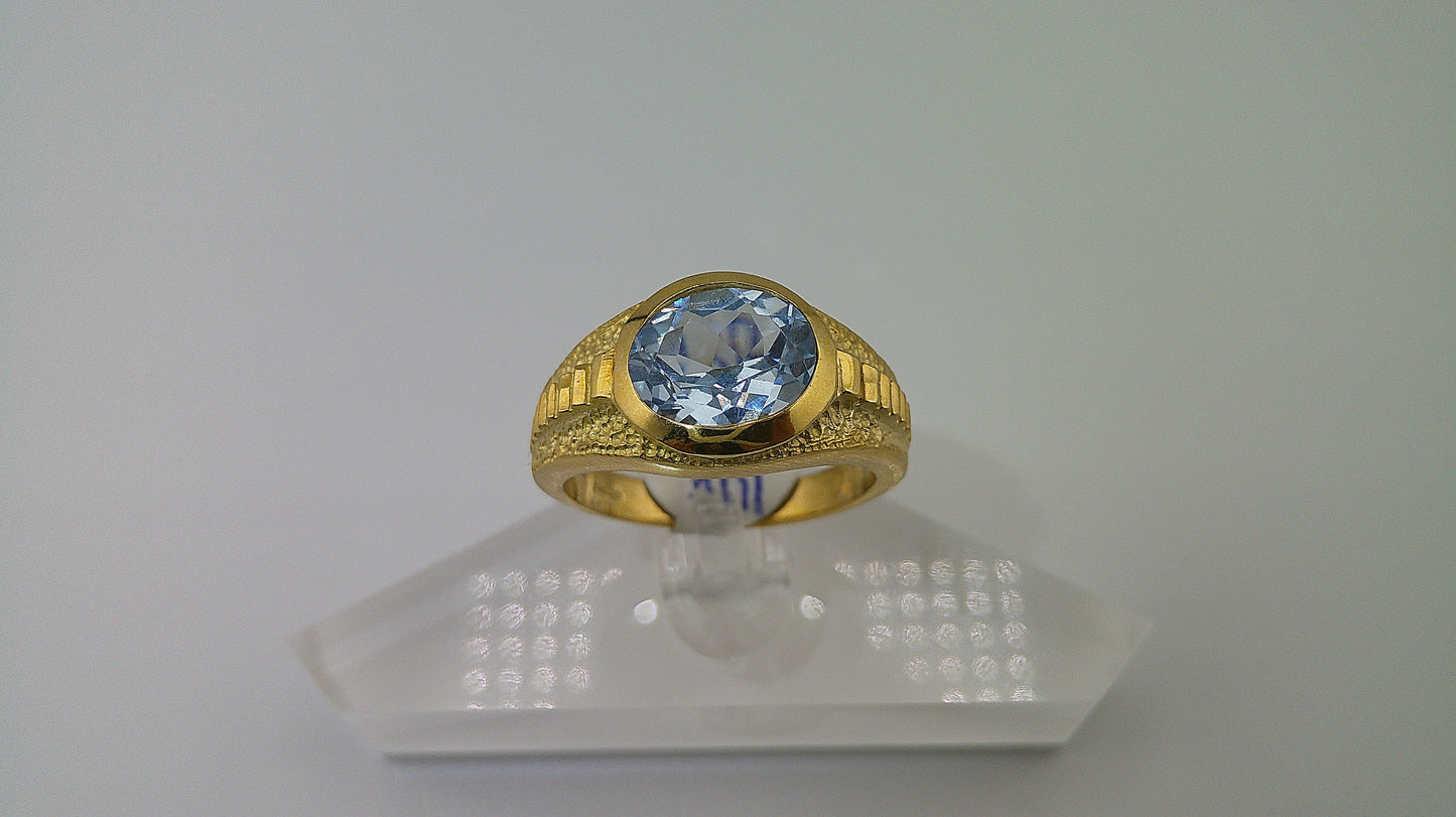 14k yellow ring | aquamarine stone | size 9.5
