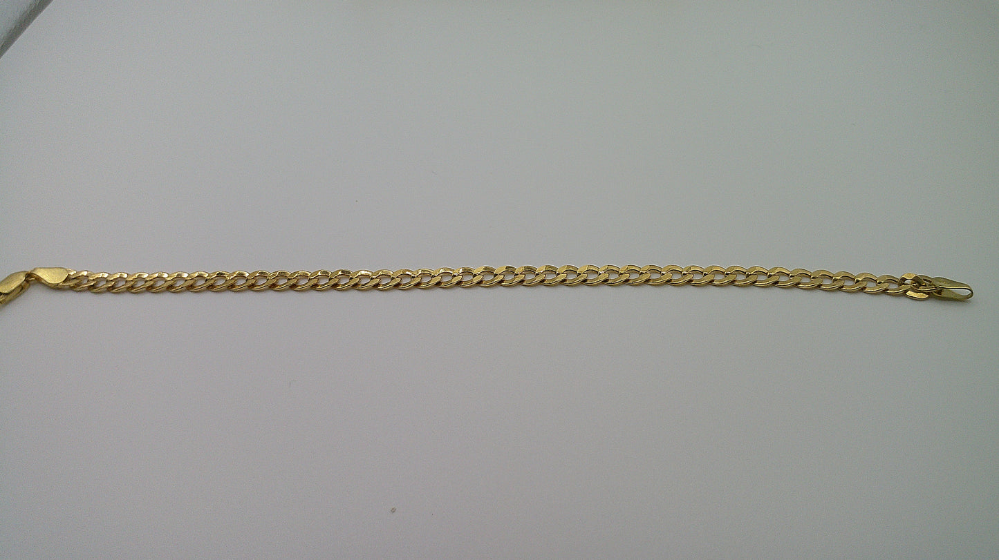 14k gold flat Cuban link bracelet | 8 inches
