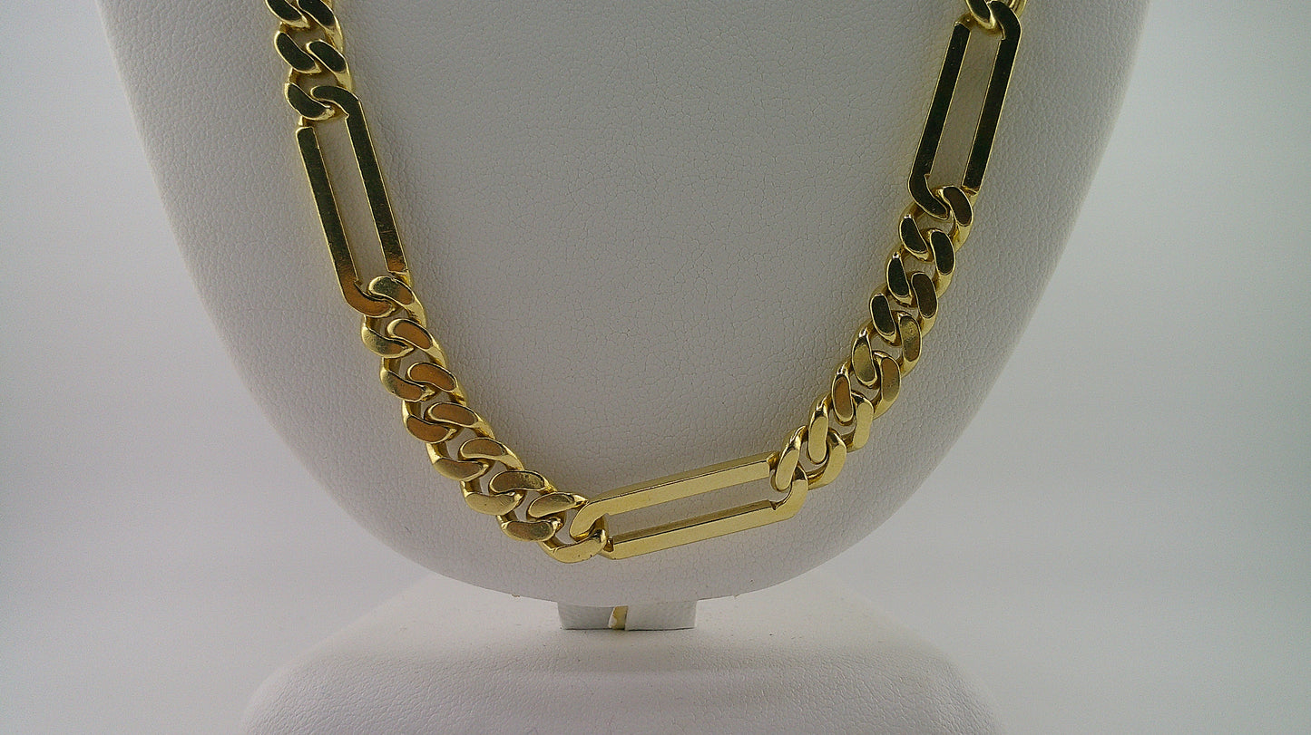 18k Italian gold link chain | Cuban link with paperclip style | 22.75 inches