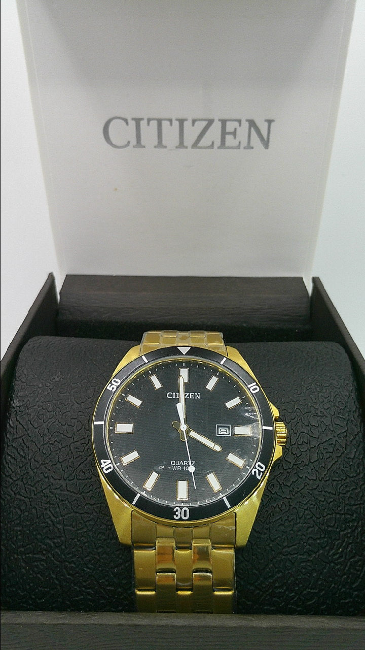 Citizen Watch | Yellow toned stainless steel | black face | Quartz WR 100