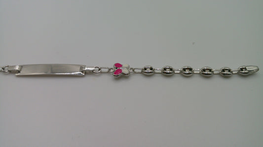 14k white gold baby bracelet | ID bracelet | Chain link bracelet with one butterfly link
