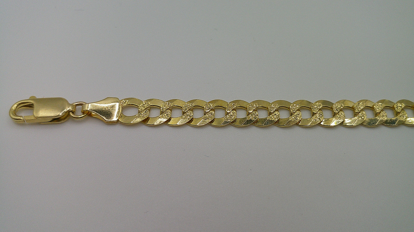 14k yellow gold flat Pave Cuban link bracelet | 7 inches
