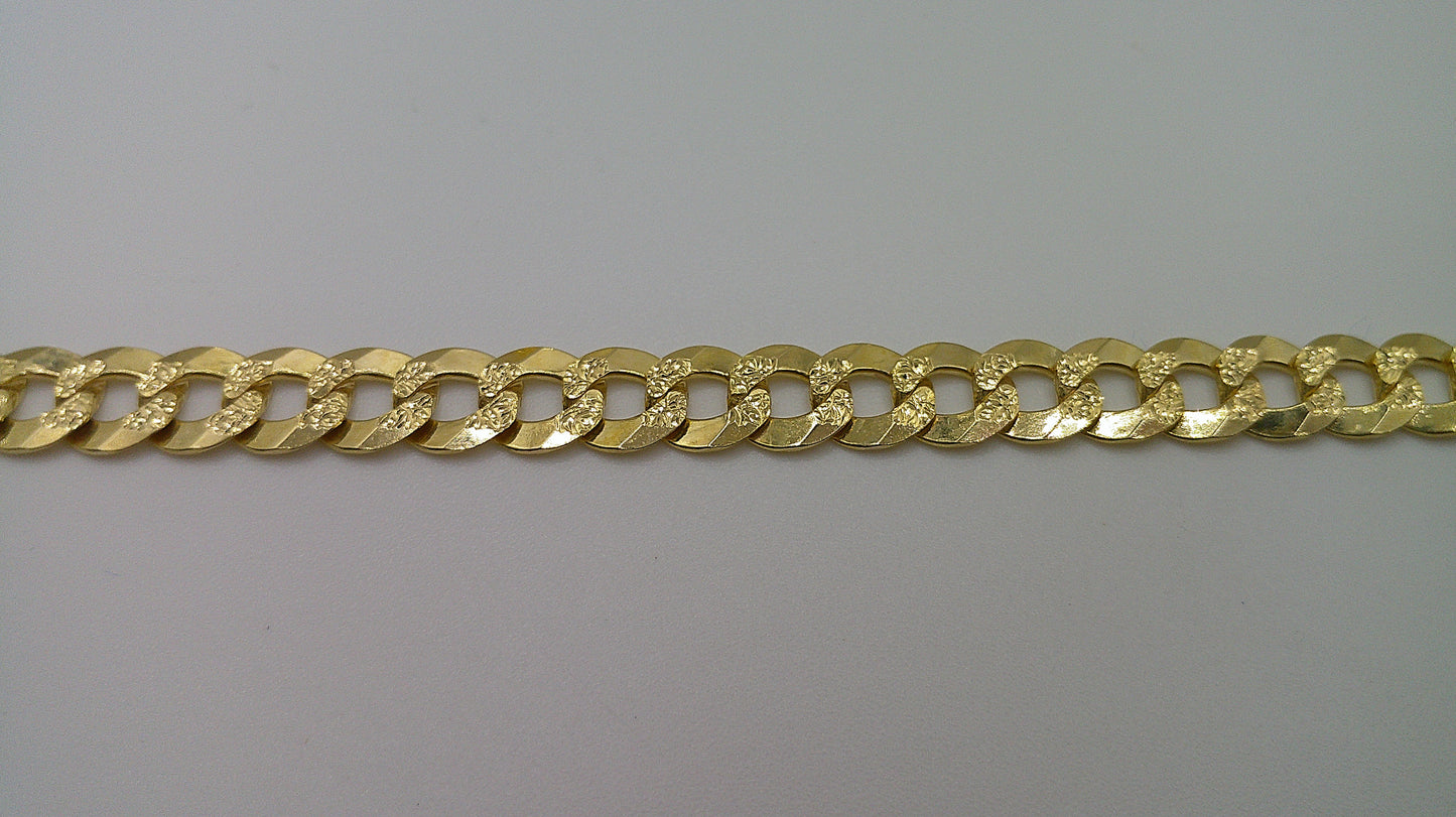14k yellow gold flat Pave Cuban link bracelet | 7 inches